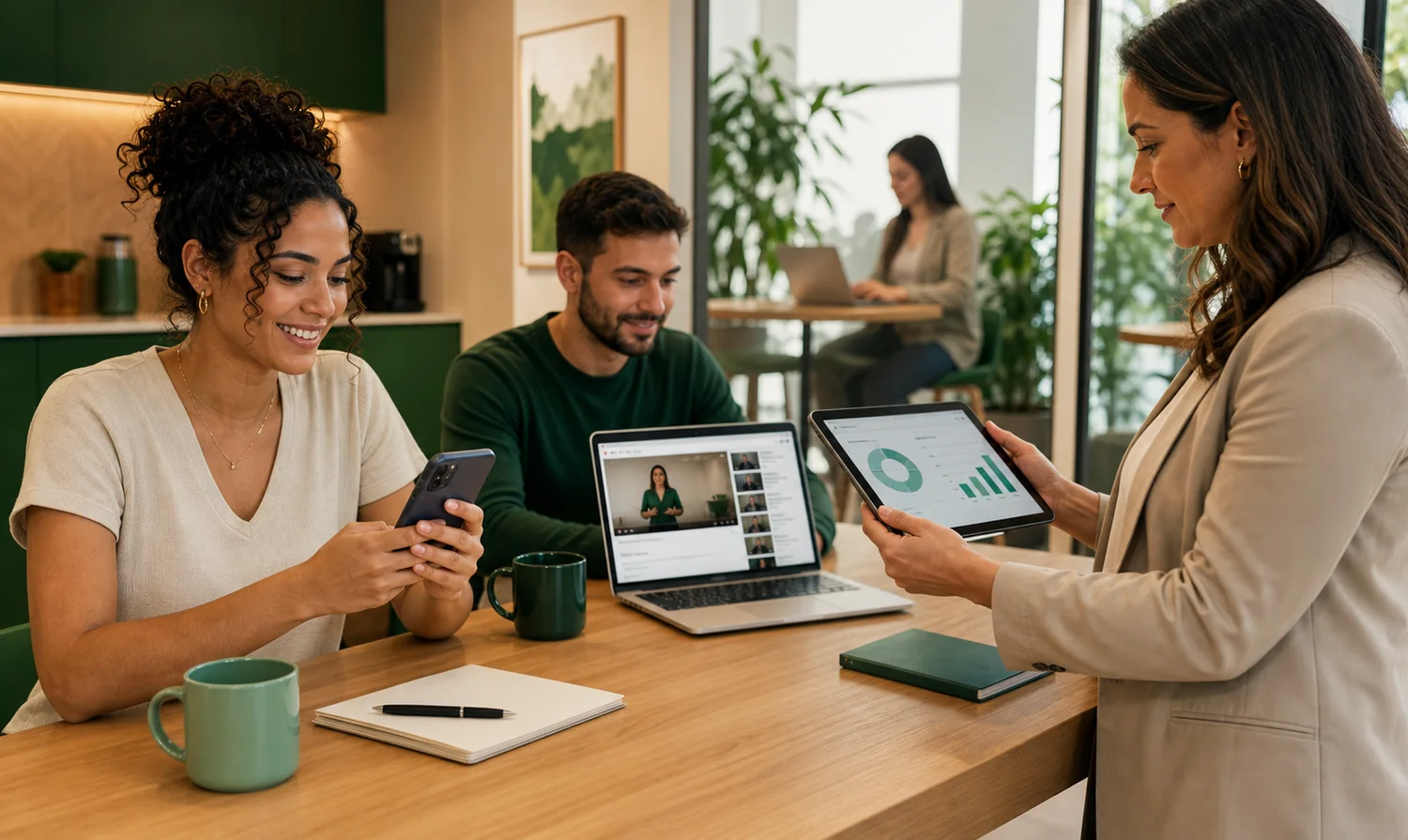 Colaboradores brasileiros acessando videoaulas e dashboard da Talento Academy
